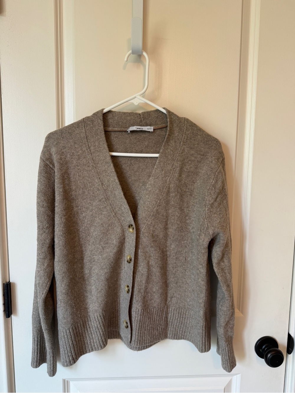 Mango Neutral Taupe Button Cardigan